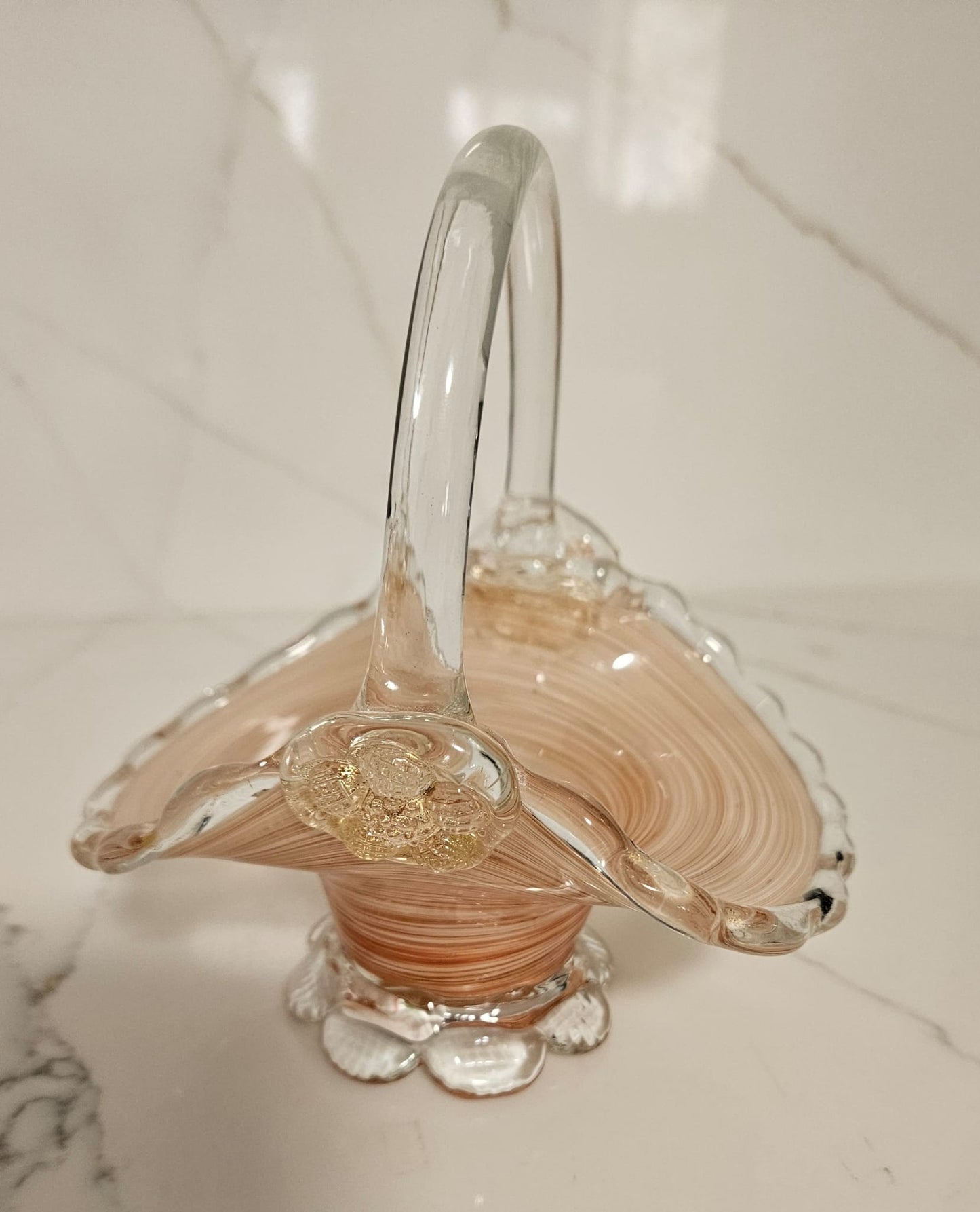 1950s Dino Martens Murano for Aureliano Toso glass basket
