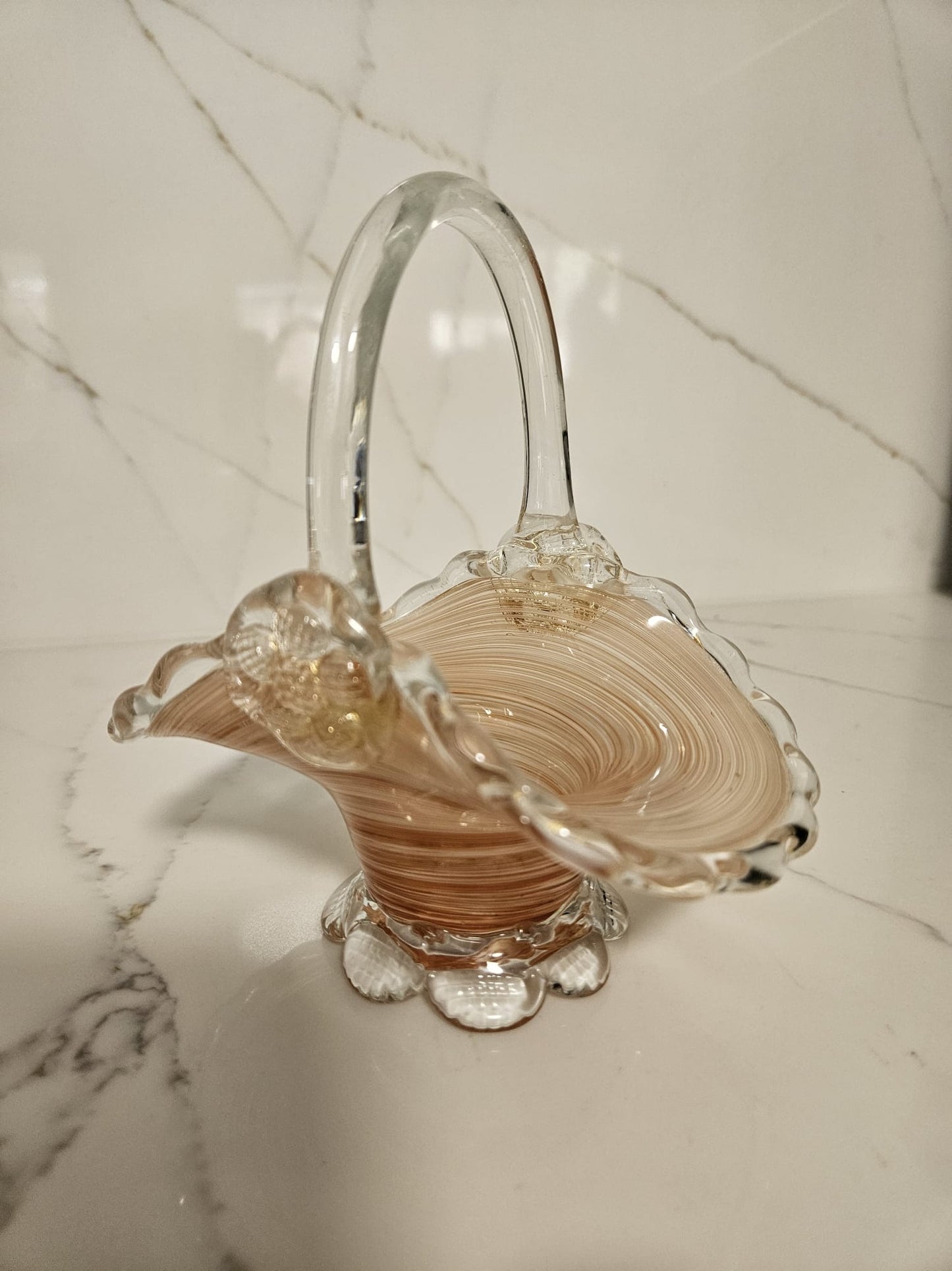 1950s Dino Martens Murano for Aureliano Toso glass basket