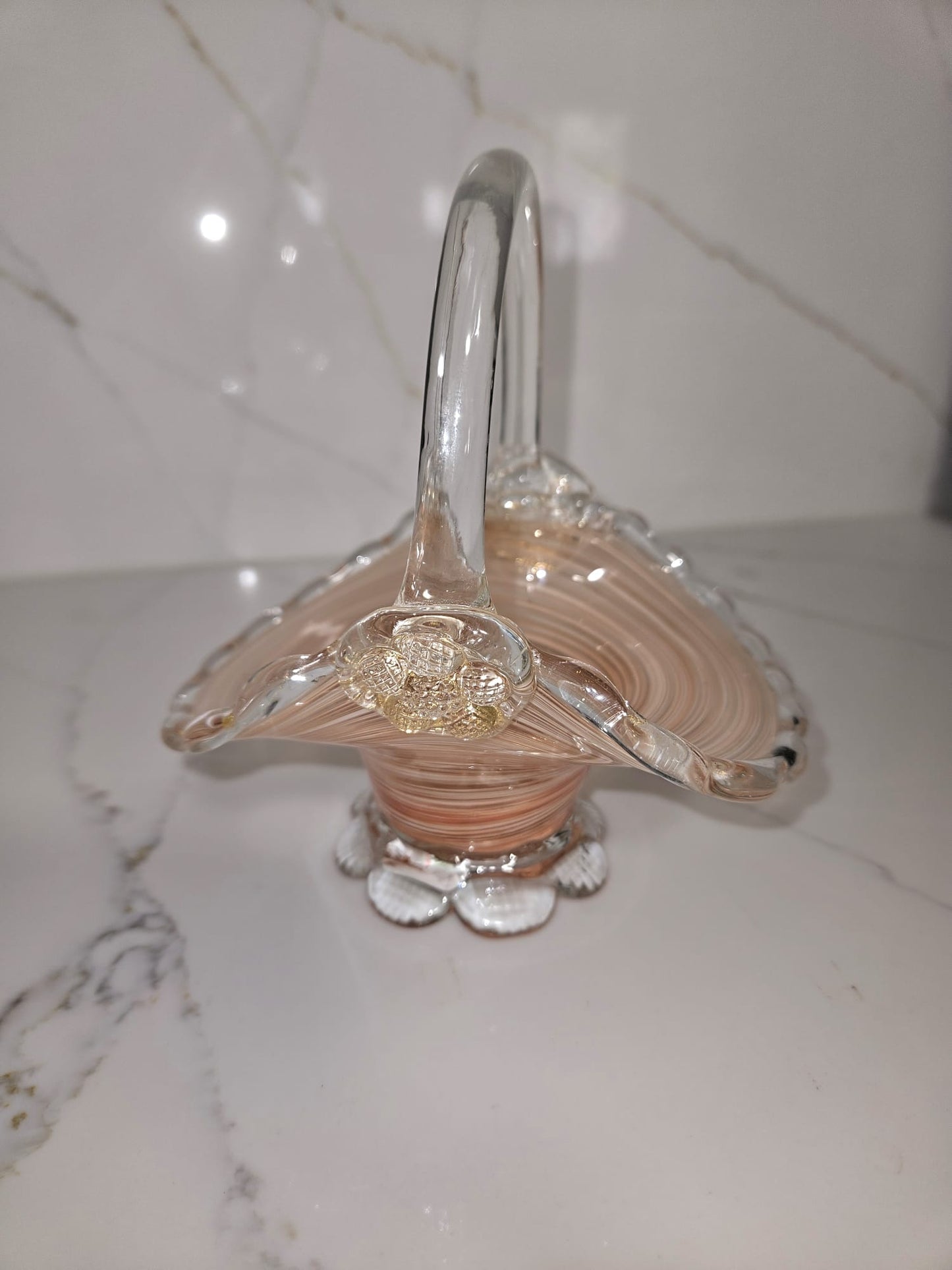 1950s Dino Martens Murano for Aureliano Toso glass basket