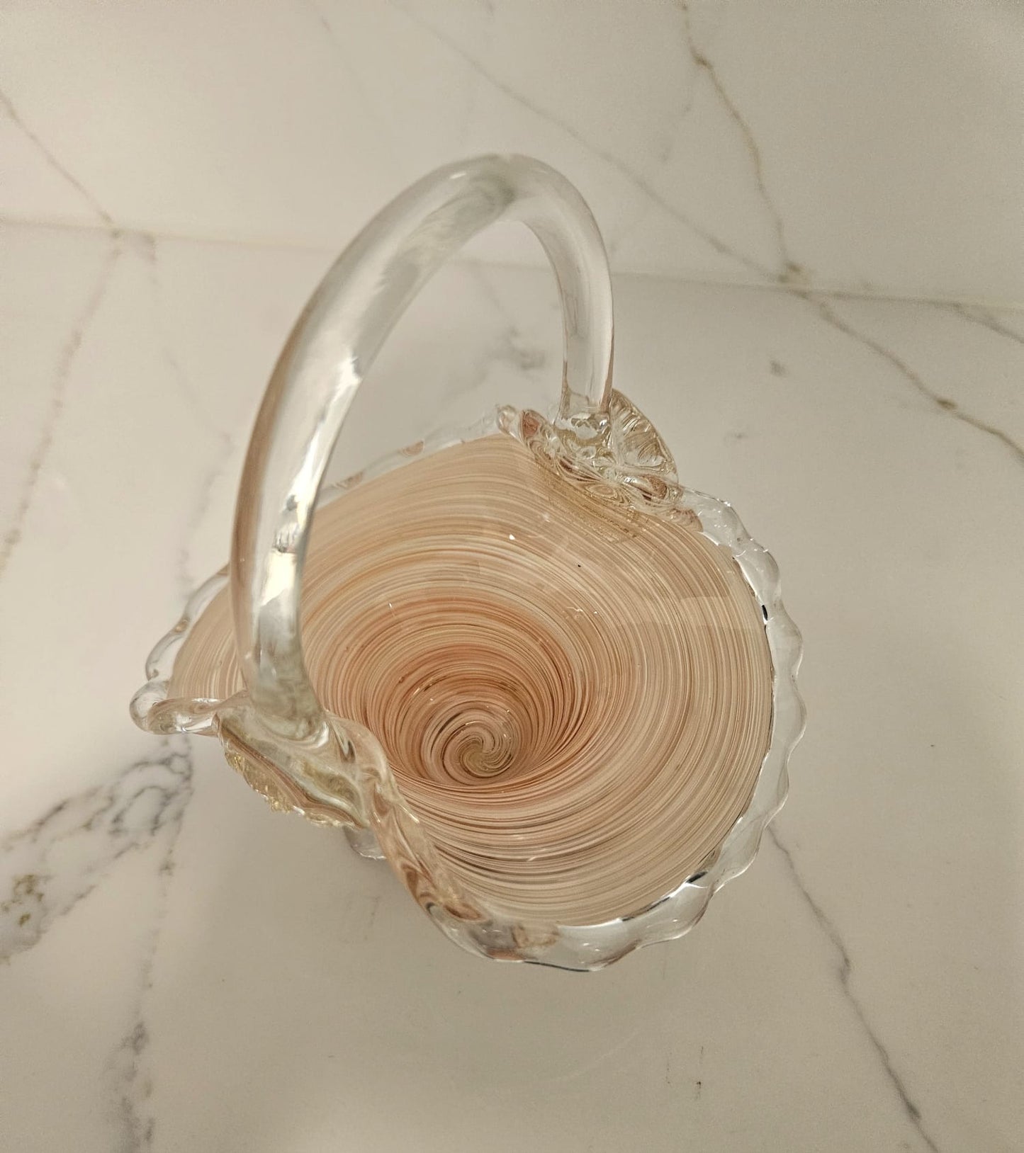 1950s Dino Martens Murano for Aureliano Toso glass basket