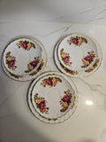 3 x Cottage Roses tea cups trio by Wood & Sons circa 1950s
