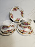 3 x Cottage Roses tea cups trio by Wood & Sons circa 1950s