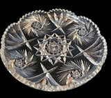 Antique American Brilliant Period Cut platter with Pinwheel, Hobstar patterns c.1900