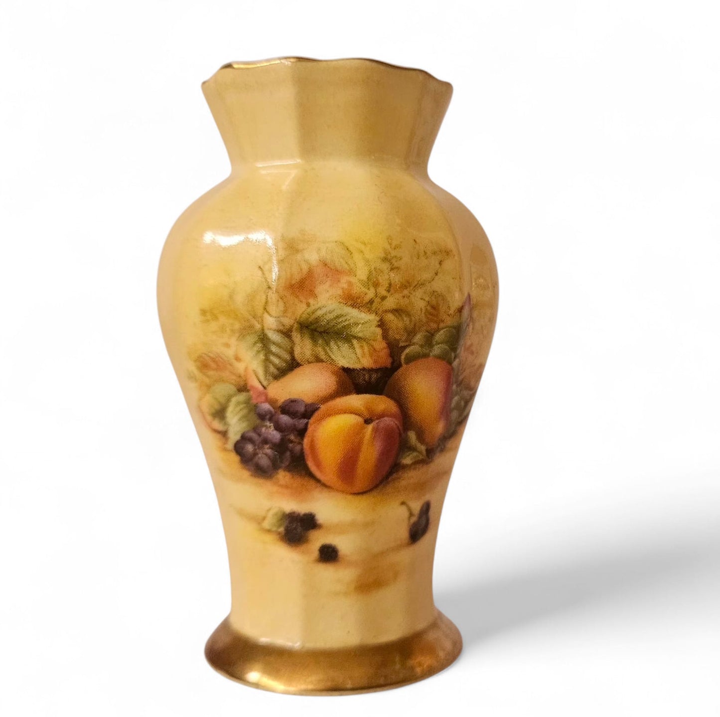 Aynsley "Orchard Gold" scalloped edge bonbon tray and bud vase