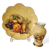 Aynsley "Orchard Gold" scalloped edge bonbon tray and bud vase