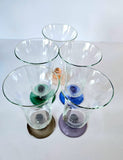5 x 1940s Harlequin short stem wine/parfait glasses