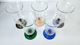 5 x 1940s Harlequin short stem wine/parfait glasses