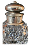 Antique Art Deco facetted glass scent bottle, Sterling silver lid.