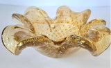 Murano Floriform Bullicante & Gold Leaf Bowl C1950s by Formia Vetri