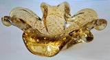 Murano Floriform Bullicante & Gold Leaf Bowl C1950s by Formia Vetri