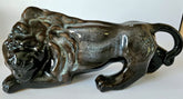 Rare Vintage large Pottery Lion Green Drip Glaze MCM Decor