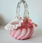 Antique hand Made Victorian Art Glass Basket C.1880