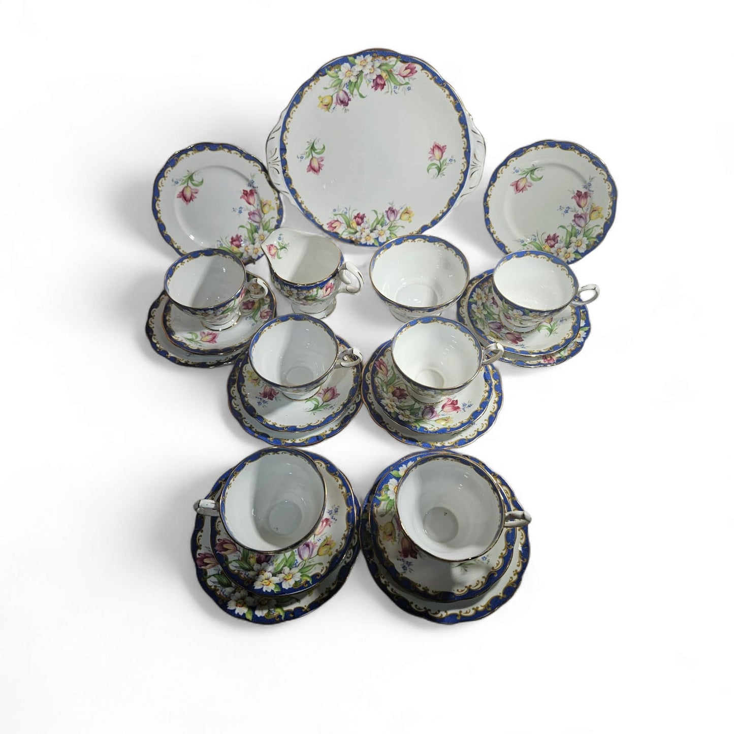 Vintage BELL China "NARCISSUS" (Blue) bone china tea-set 23 pieces