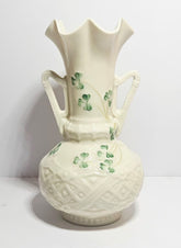Belleek Harp Shamrock flaired vase Gold Mark