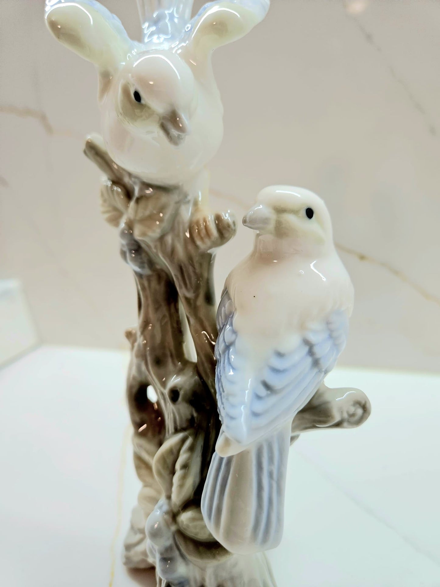 Blue Jays on a branch Collectible figurine hand painted c.1980