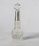 Cut Glass Antique Perfume Bottle with Hallmarked Sterling Silver band c.1900