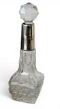Cut Glass Antique Perfume Bottle with Hallmarked Sterling Silver band c.1900