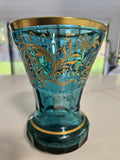 Bohemian Decorated Cut Crystal Vase - Antique Circa 1860-1880
