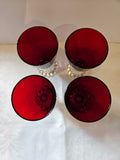 4 x Vintage Ruby Red wine goblets by Anchor Hocking