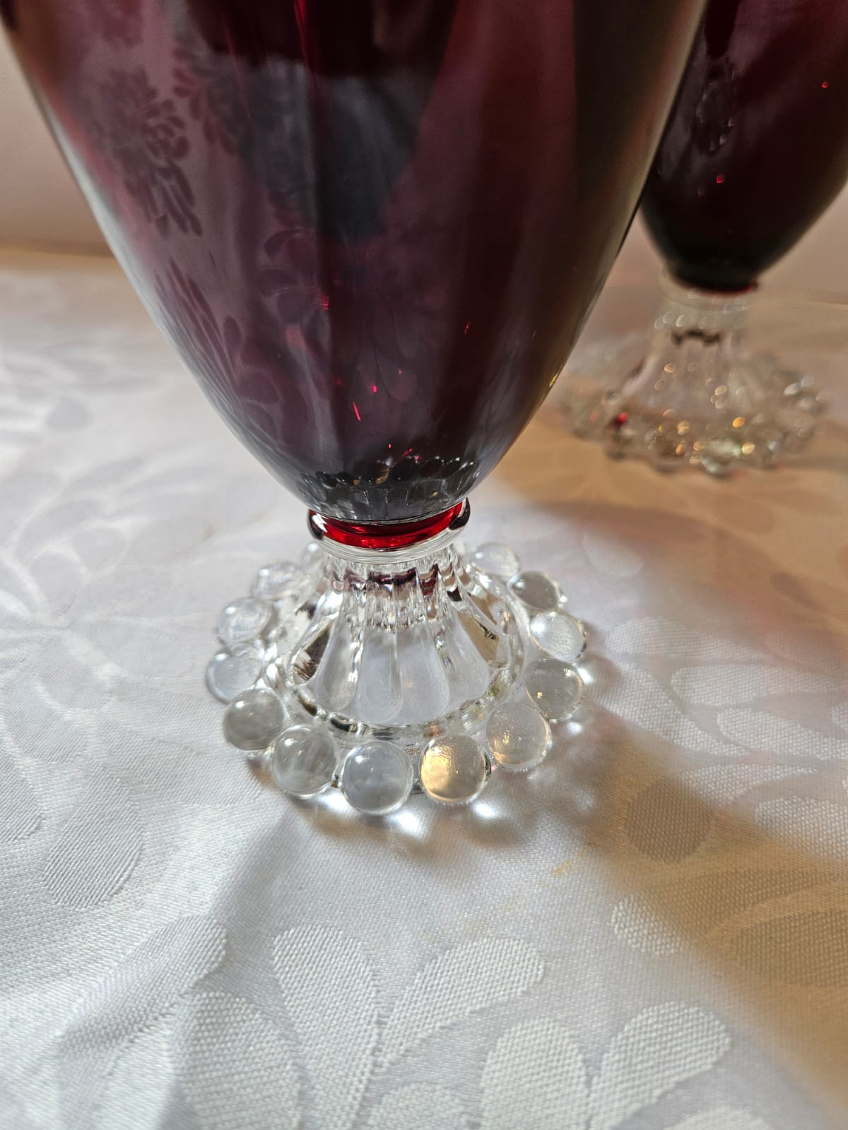 4 x Vintage Ruby Red wine goblets by Anchor Hocking