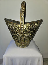 Seau à charbon ancien en laiton français gaufré, XIXe siècle