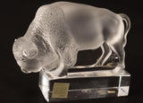Lalique France Frosted Crystal Bison, paperweight figure #1196