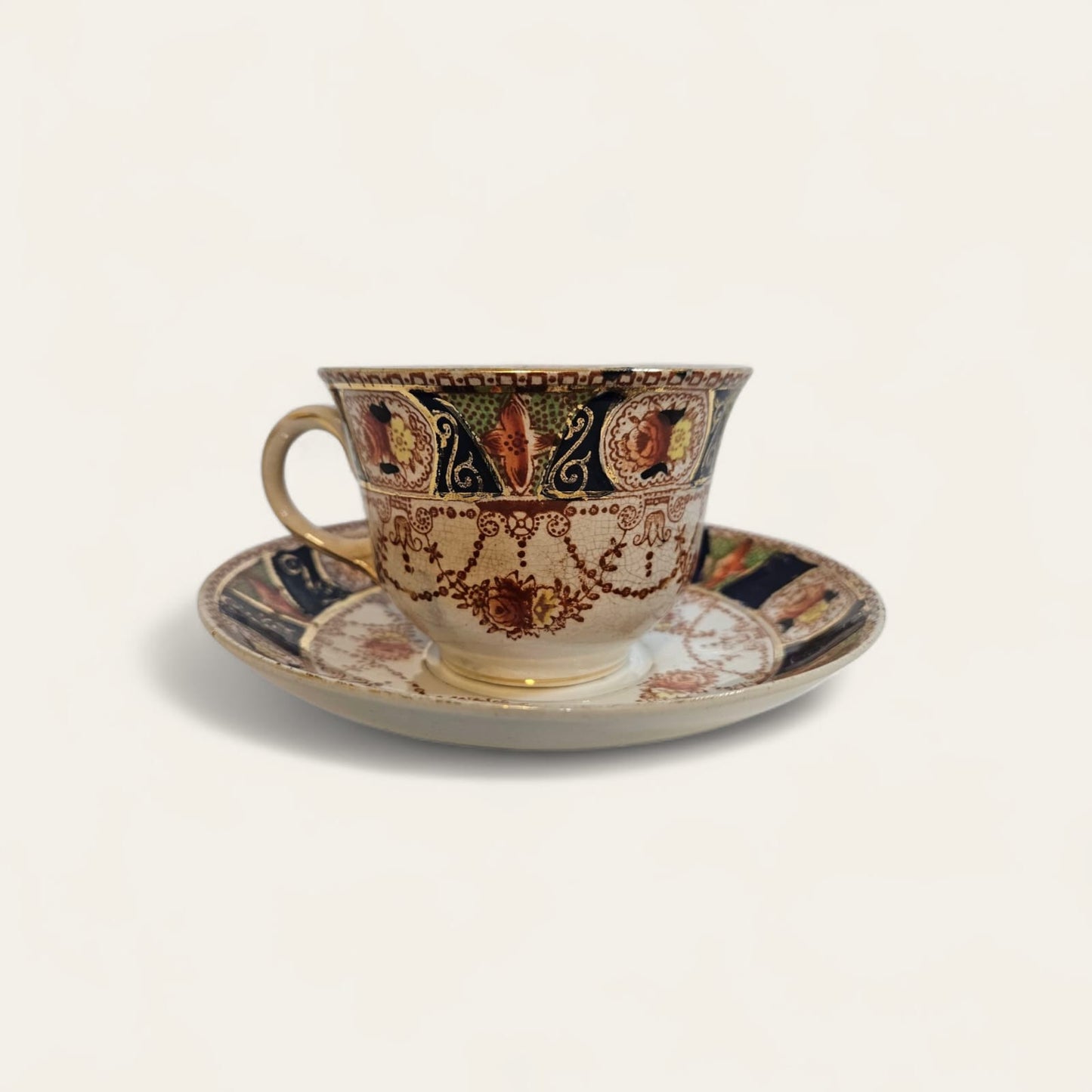 Vintage Burgess Brothers CARLISLE Imari Bone China England Duo C1920s
