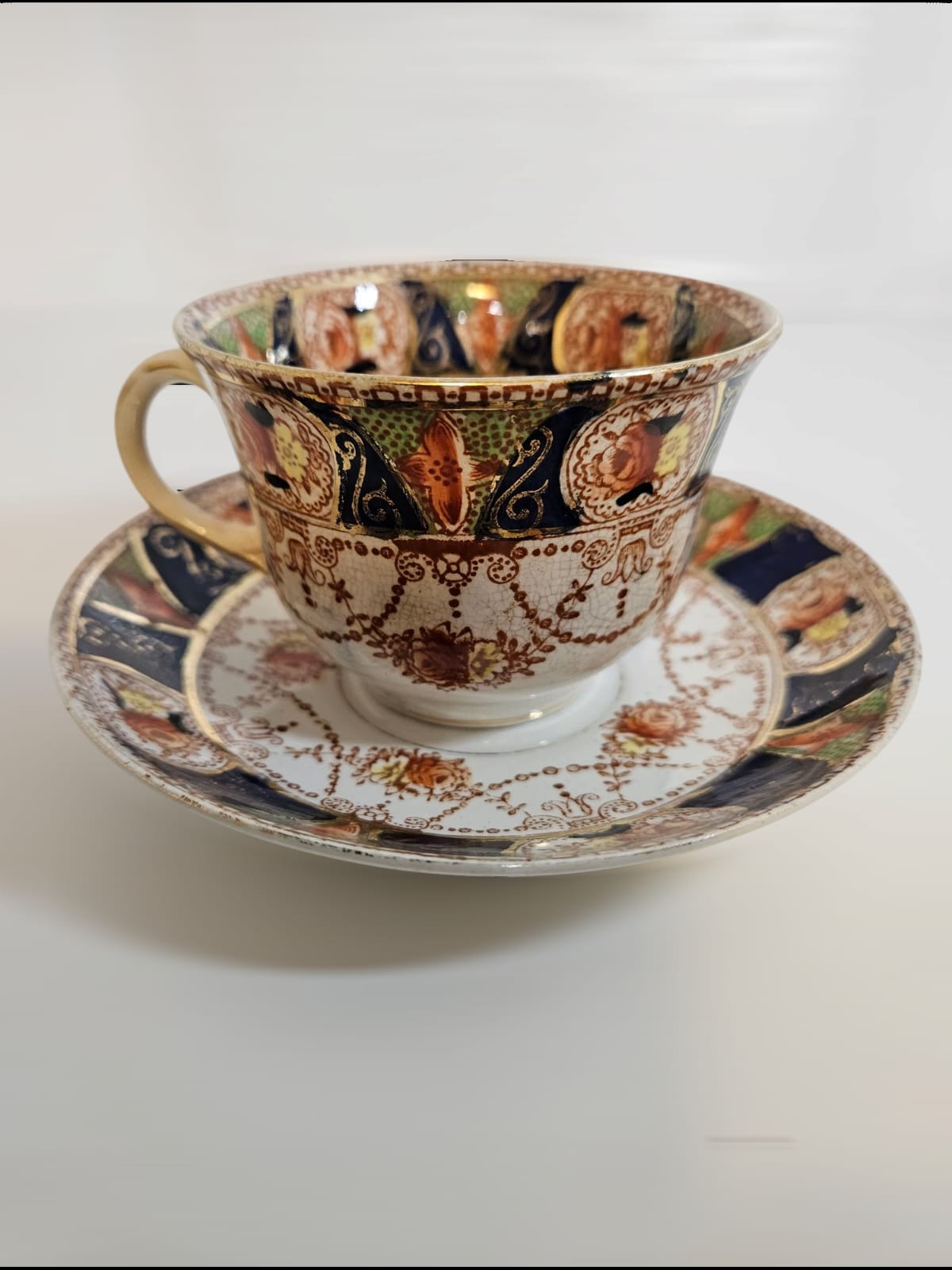 Vintage Burgess Brothers CARLISLE Imari Bone China England Duo C1920s
