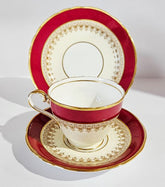 Aynsley Art Deco Burgundy Tea Trio #7411 c.1930 - 1934