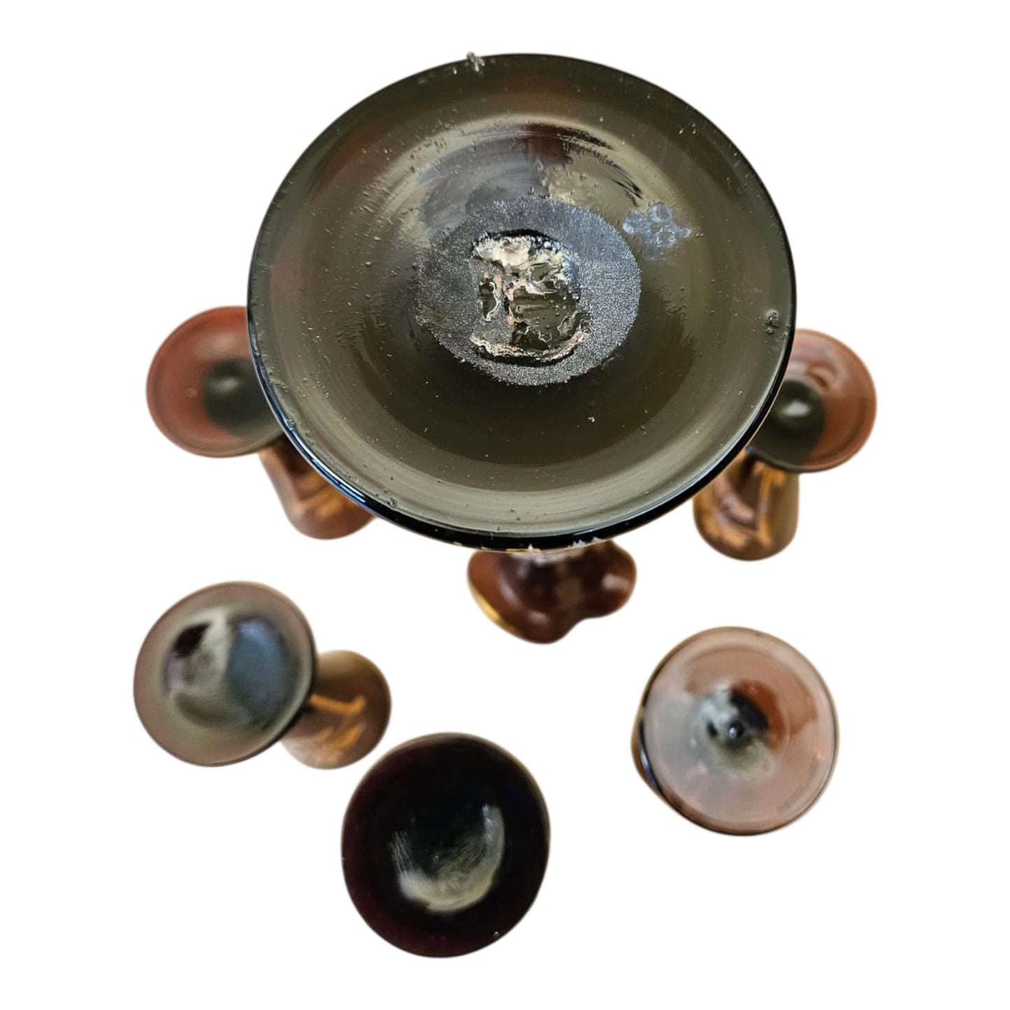 Burgundy hand painted glass liqueur set circa 1920