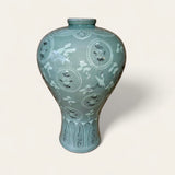 Korean Goryeo Dynasty Style Celadon Flying Crane & Cloud Maebyeong 30cm Vase