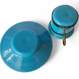 Antique Blue Peking Opaline glass teacup and small cloisonne Vase