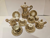 Service à café Capodimonte vintage à motifs de chérubins et d'anges pour 6 personnes, vers 1950
