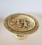 Vintage CAPODIMONTE Hand-painted Shallow Footed Comport Cherubs design