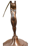 Art Deco 'Diane' copper lamp wide base w/Original glass Green stepped shade 1930s