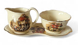 Crown Devon "Coaching Days" Swan Inn Hereford Manor House Oxford gravy set 1930s