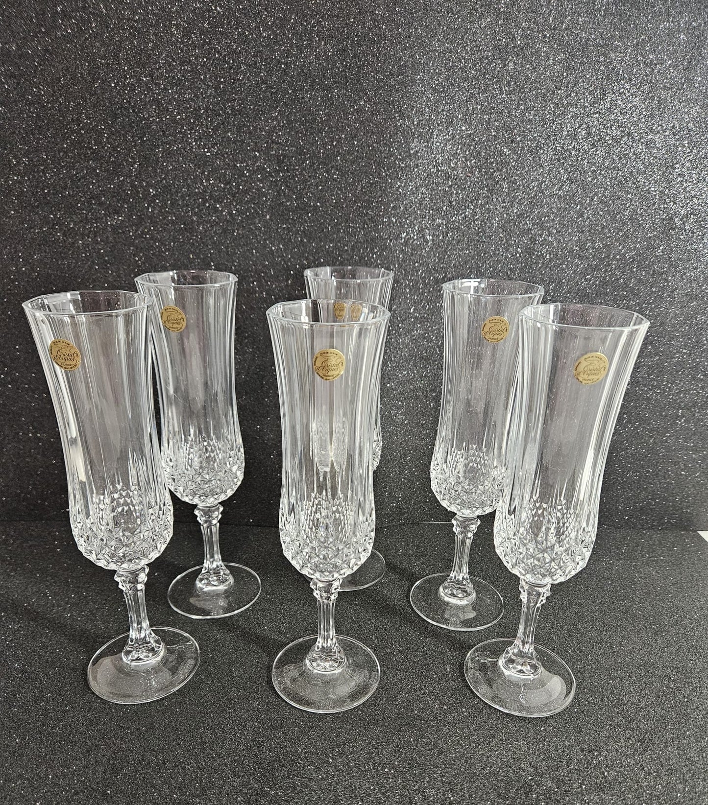6 x Fluted Champagne Longchamp by Cristal D'Arques-Durand