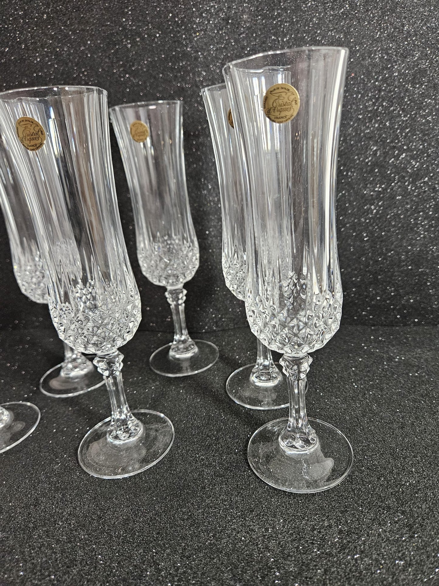 6 x Fluted Champagne Longchamp by Cristal D'Arques-Durand
