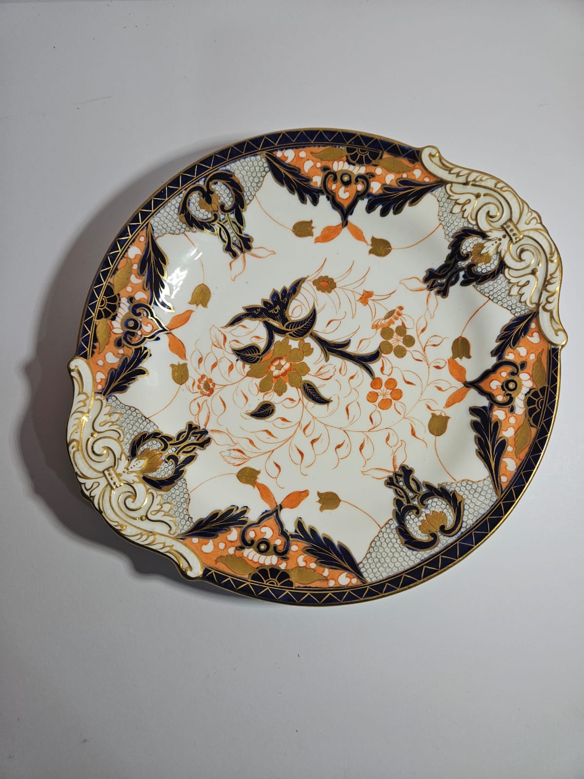Antique Davenport Longport Staffordshire England Imari cake Plate circa 1875
