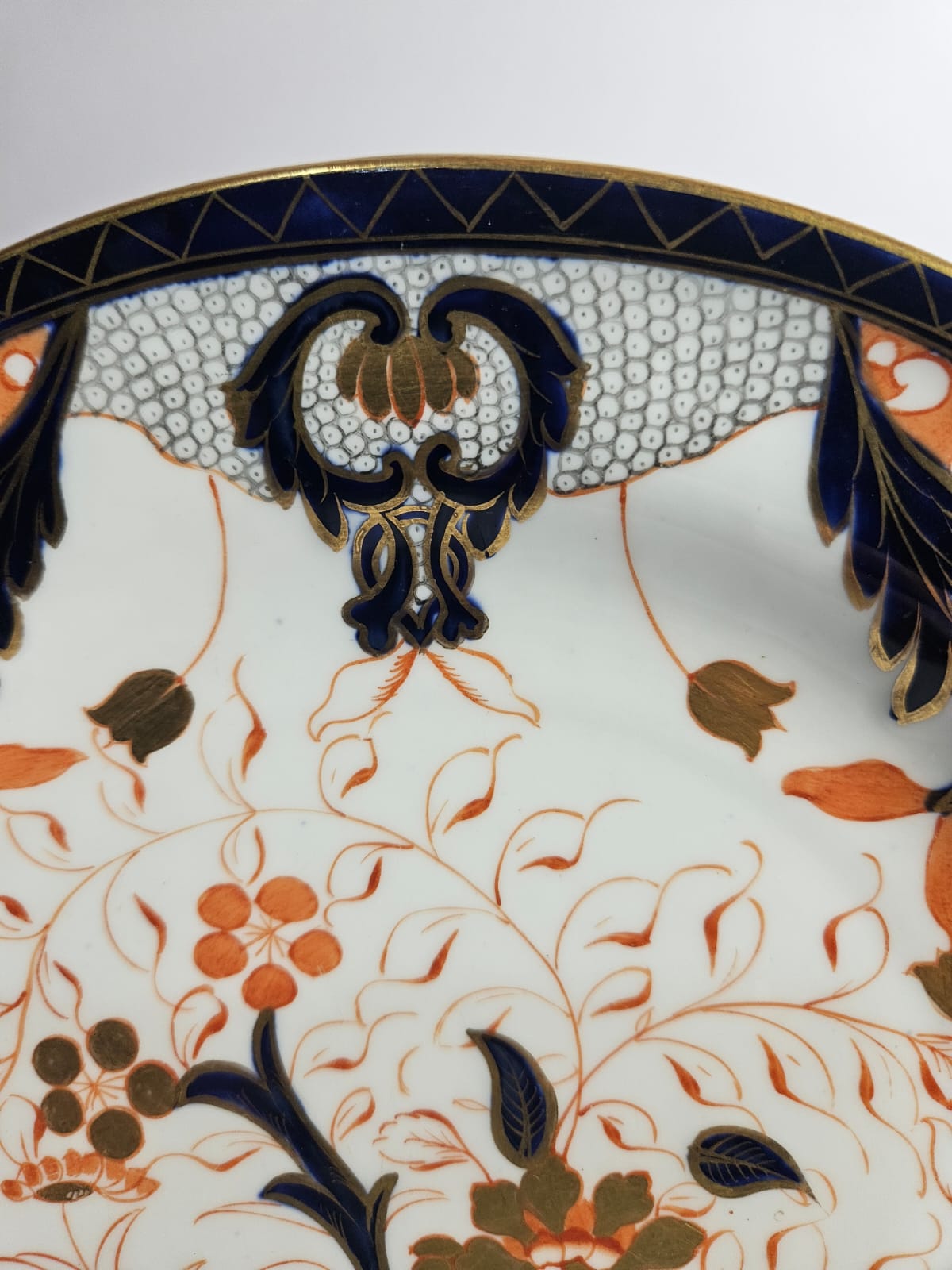 Antique Davenport Longport Staffordshire England Imari cake Plate circa 1875