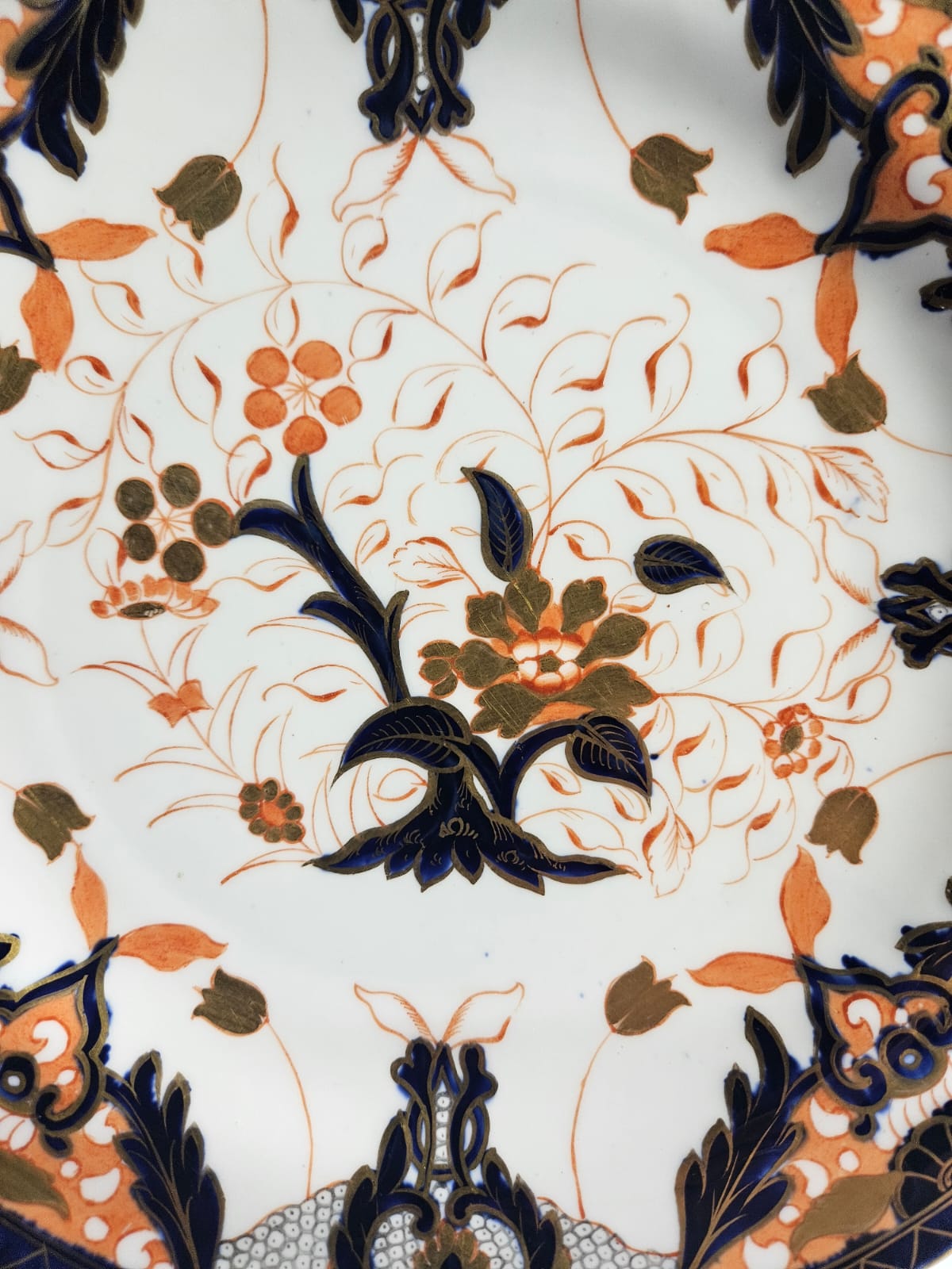Antique Davenport Longport Staffordshire England Imari cake Plate circa 1875
