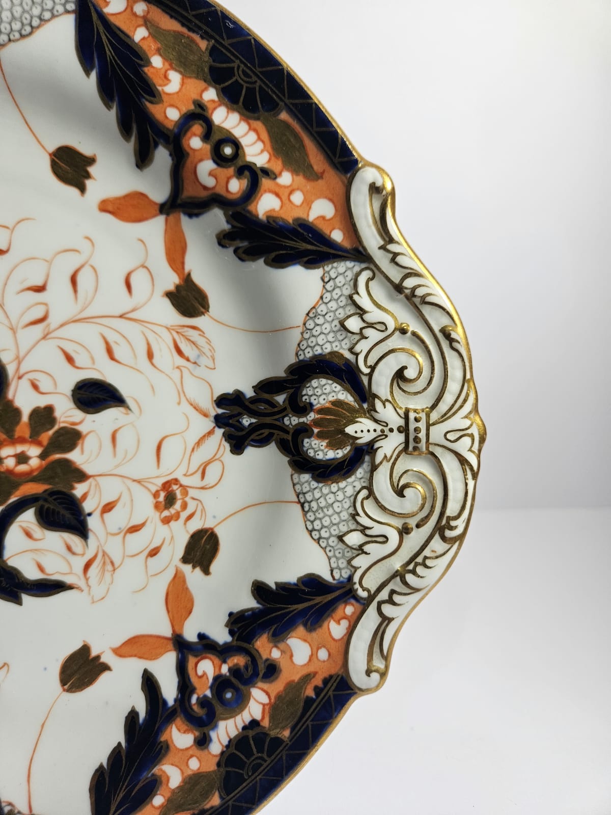 Antique Davenport Longport Staffordshire England Imari cake Plate circa 1875