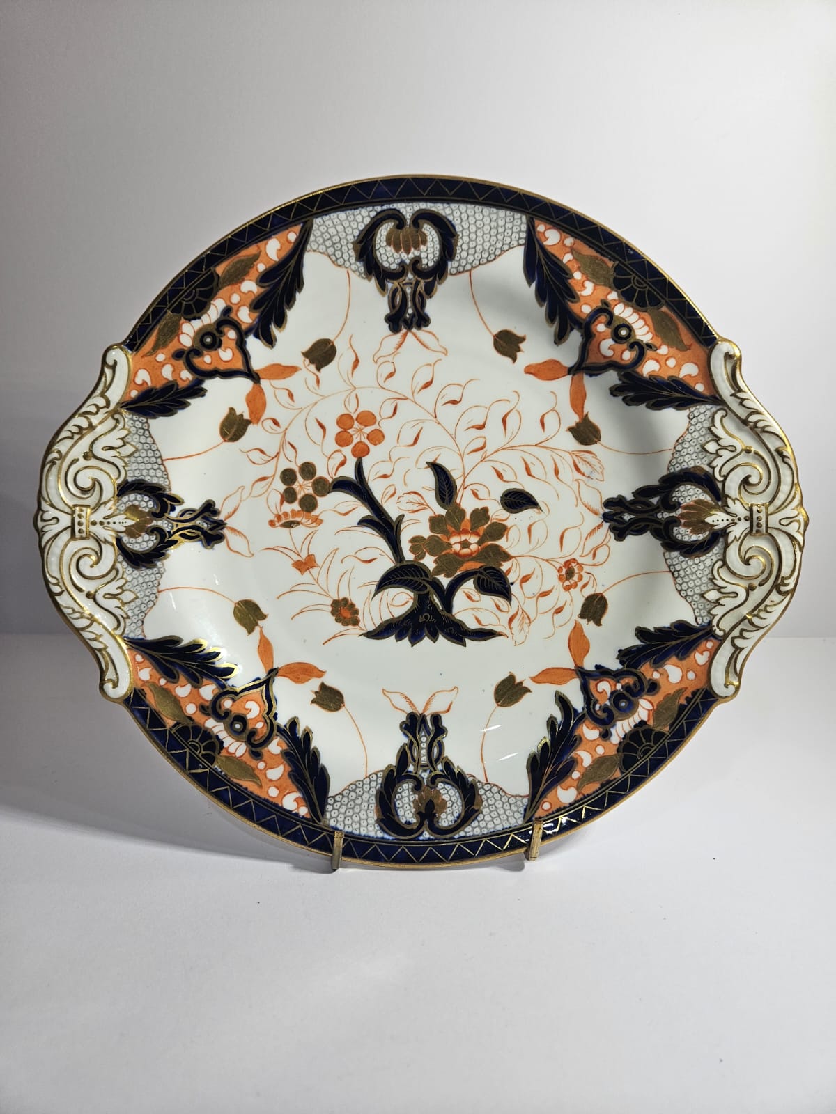 Antique Davenport Longport Staffordshire England Imari cake Plate circa 1875