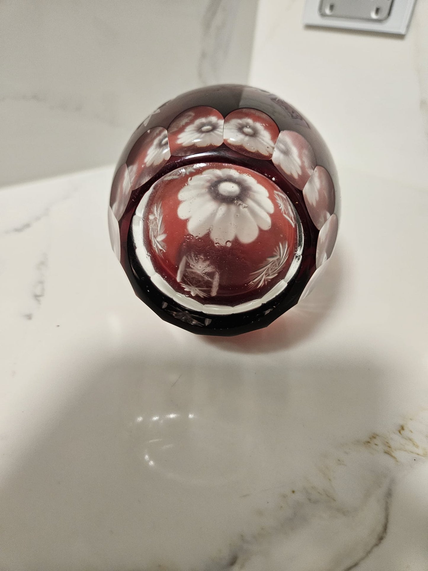 Biedermeier Bohemia decanter with stopper Ruby Red Czech Crystal