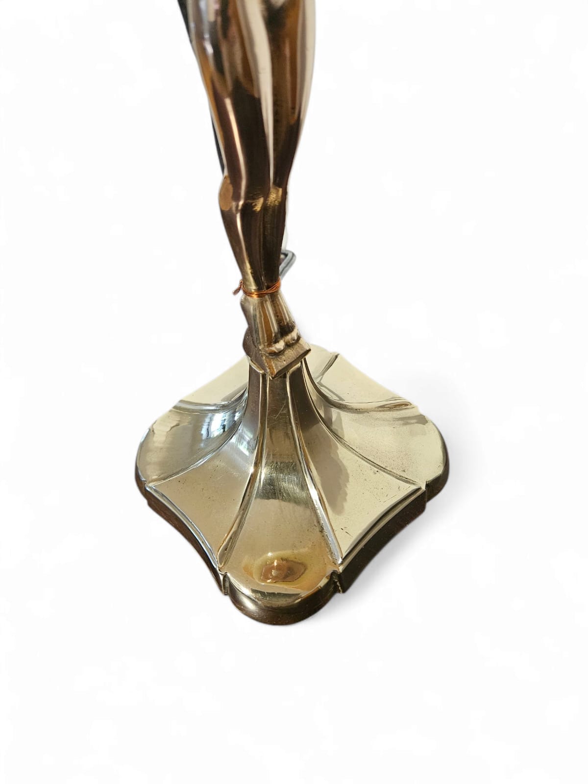 Art Deco 'Diane' copper and brass lamp with beehive shade circa 1930s