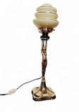 Art Deco 'Diane' copper and brass lamp with beehive shade circa 1930s