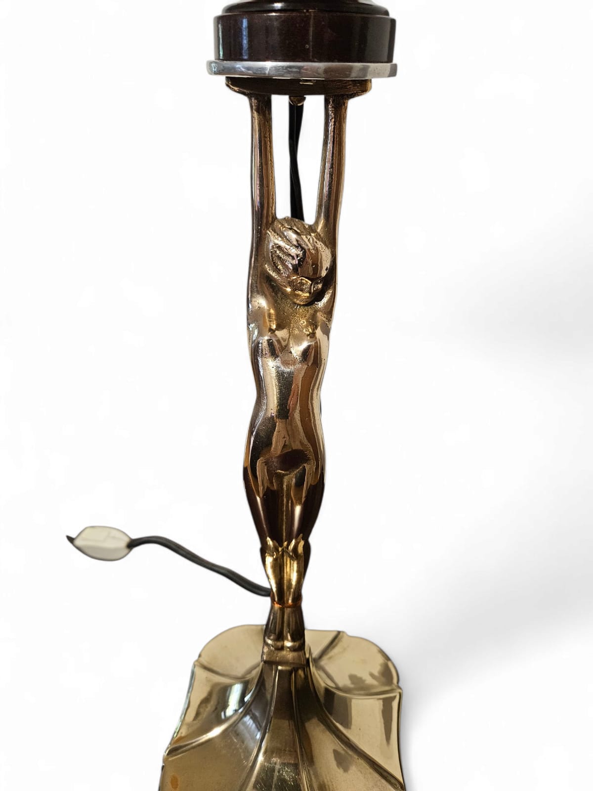 Art Deco 'Diane' copper and brass lamp with beehive shade circa 1930s