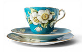 Vintage Aynsley Dogwood/Magnolia TRIO Teal Blue & Gold Rim Reg 8801
