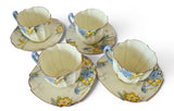 Paragon Fine Bone China set of 4 art deco hand painted duos #9747 c1930