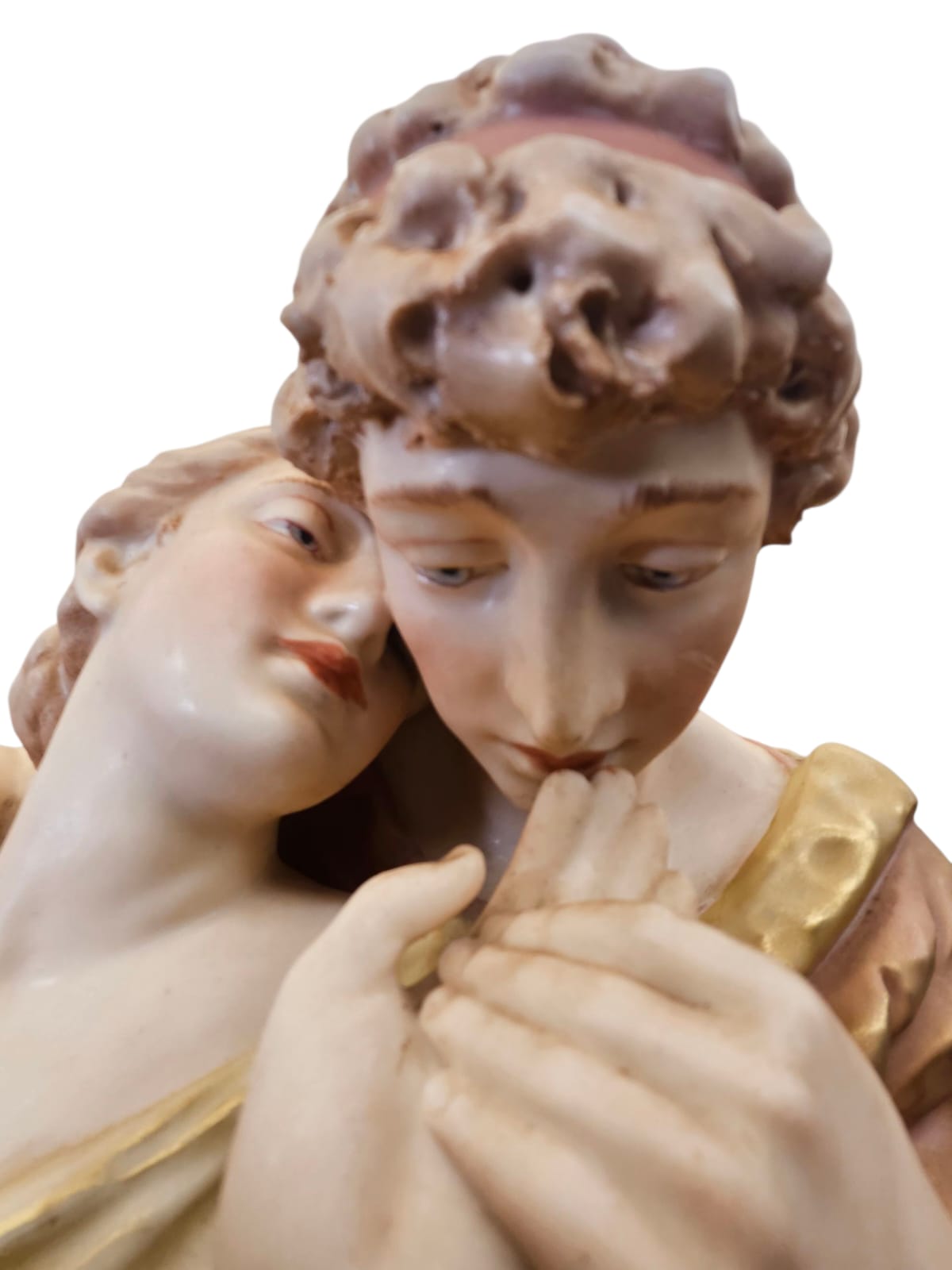 Large Antique ROYAL DUX Porcelain Statue Figural Group "Wedded Grecian Lovers"